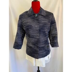Jones New York Signature sz 16 blazer Navy White 3/4 sleeve lined NWOT